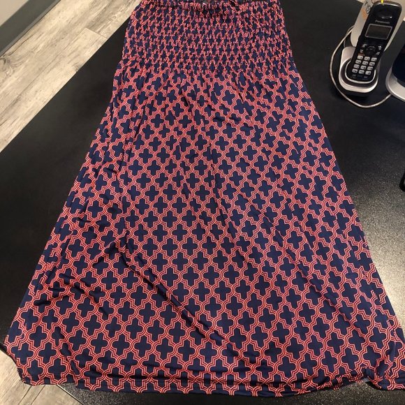 One Size Fits Most Fit and Flare Flowy Dress Pink and Blue Spaghetti Straps - Picture 5 of 6